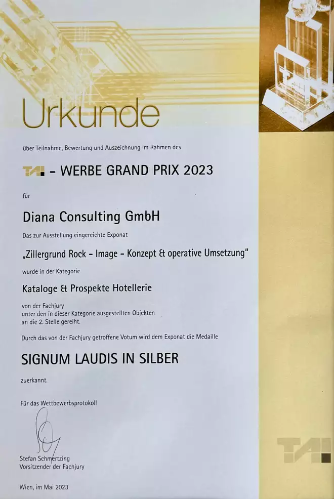 Gewinner TAI Werbe Grand Prix Silber 2024- Diana Consulting